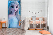 Beautiful Elsa With Long Hair Self Adhesive Sticker For Door