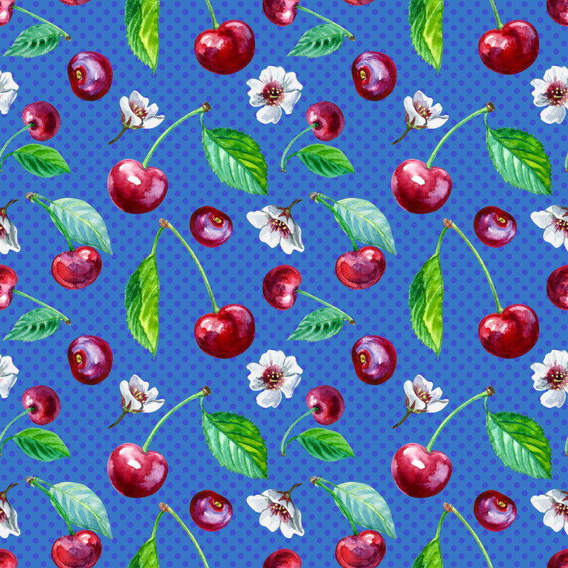 Cherry With Green Leafs Art Self Adhesive Sticker For Refrigerator