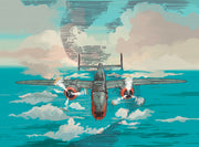 Blue clouds airplane wallpaper
