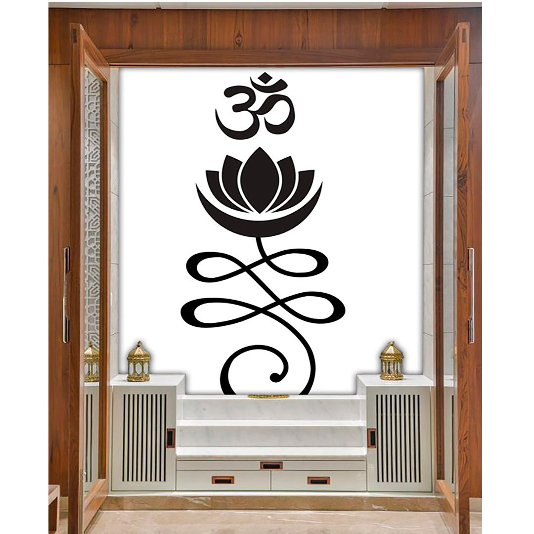 Om With Lotus Art Self Adhesive Sticker Poster