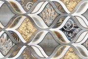 Golden Florals In White Self Adhesive Sticker For Cabinet
