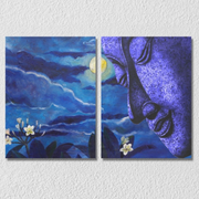 Full Moon Blue Night Buddha, Set Of 2