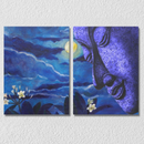 Full Moon Blue Night Buddha, Set Of 2