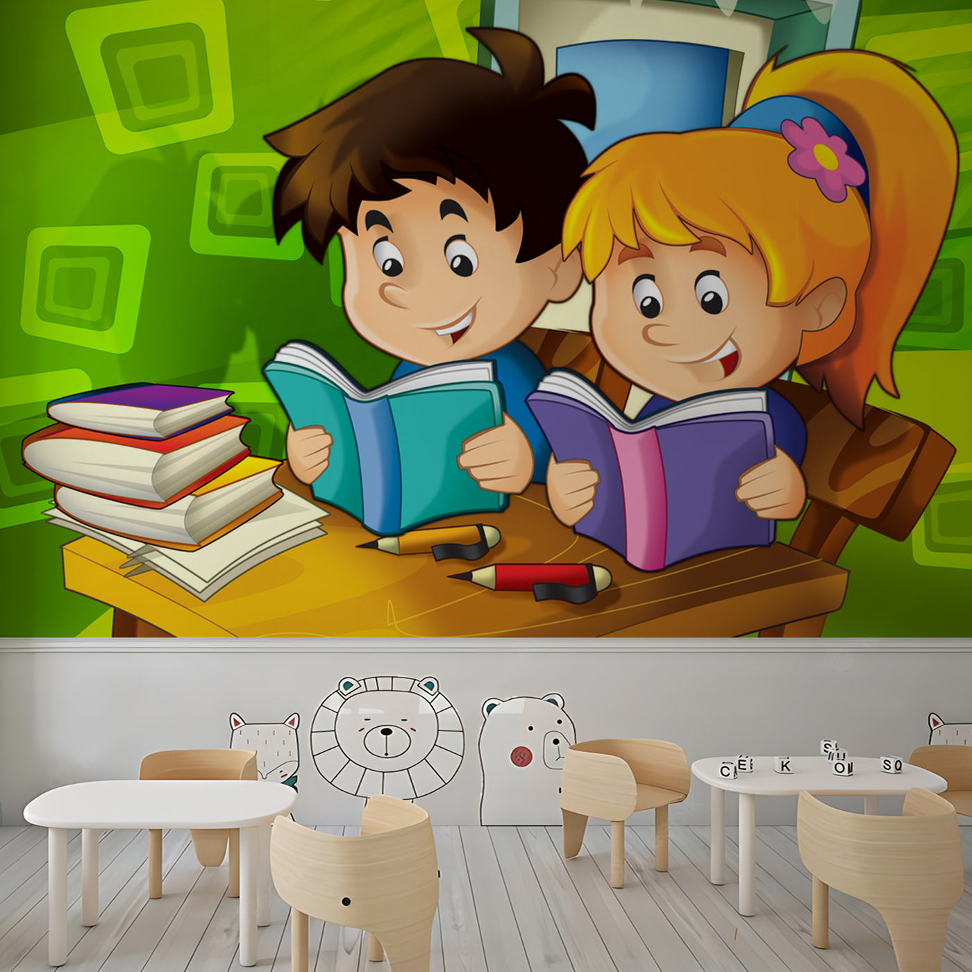Reading Students Wallpaper