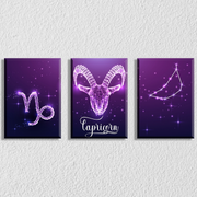 Capricorn Zodiac Sign Art, Set Of 3