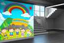 Kids Rainbow School Bus School Wallpaper