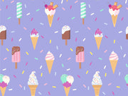 Ice Cream On Purple Self Adhesive Sticker For Refrigerator