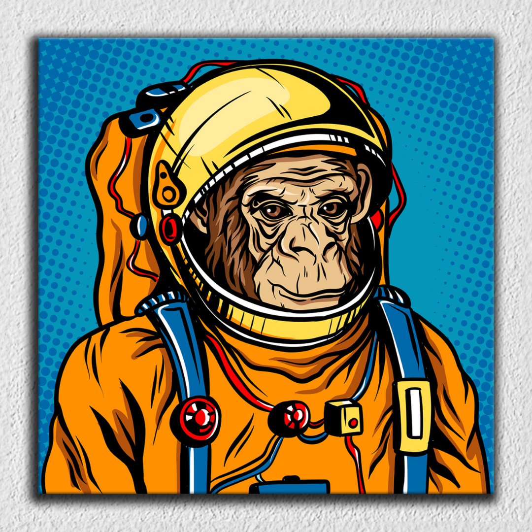 Monkey Space Yellow Blue Art