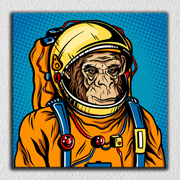 Monkey Space Yellow Blue Art