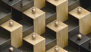 Black And Brown 3D Boxes Self Adhesive Sticker For Wardrobe