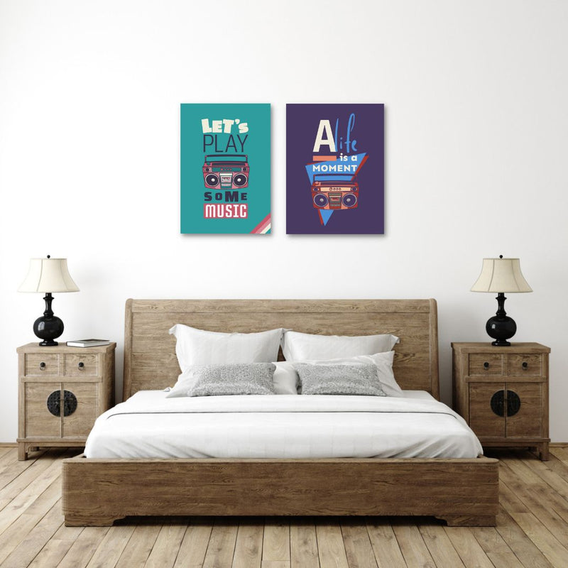 Green And Blue Music Player Wall Art, Set Of 2