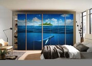Sky And Underwater Nature Self Adhesive Sticker For Wardrobe