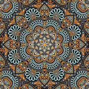 Blue Orange Multi Mandala Art Self Adhesive Sticker For Table