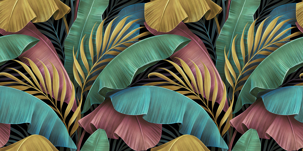 Green Abstract Tropical Leaf Wallpaper Mural  Hovia