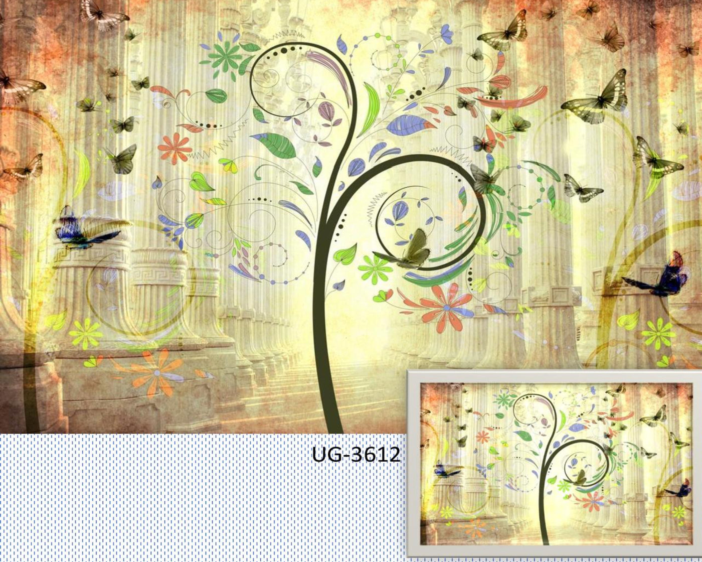 Golden Pillar with butterfly art
