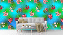 Blue Green Shaded Floral Wallpaper