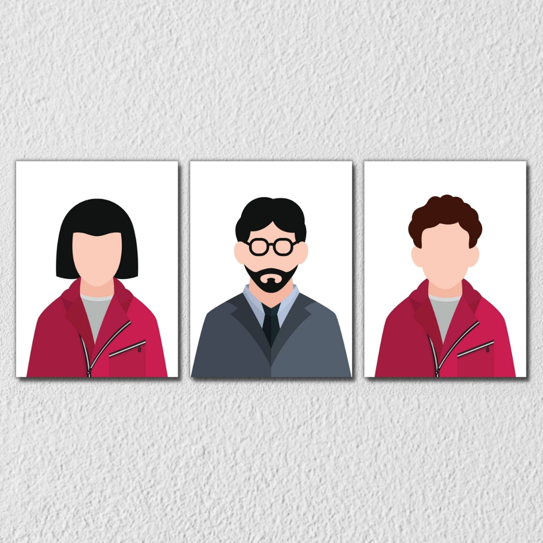 Money Heist Wall Art, Set Of 3