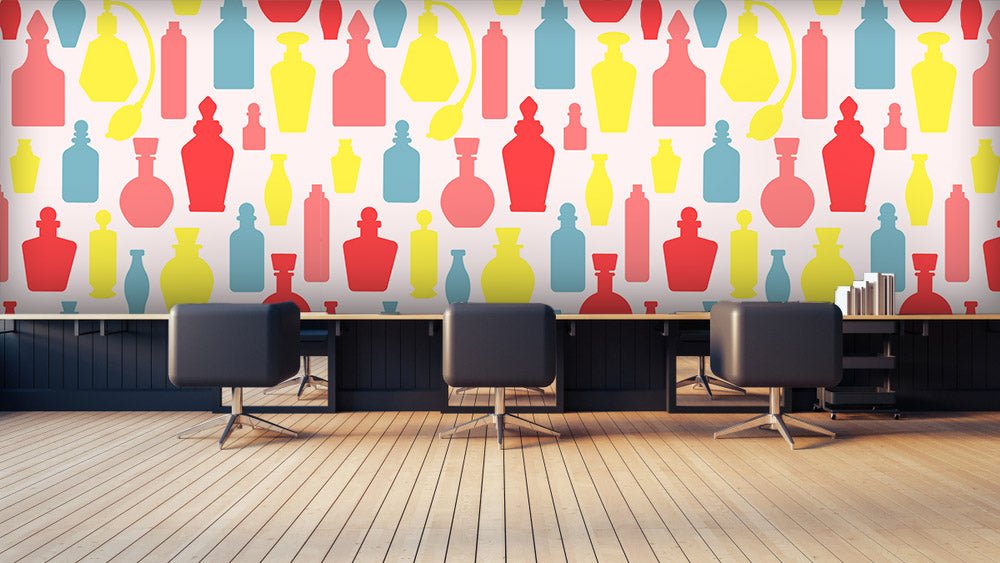 Bottle Pattern Salon Wallpaper