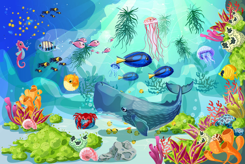 Aquarium Doodle Nursery Wallpaper
