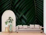 Dark Green Leaf Background Customized Wallpaper