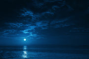 Moon In Ocean Painting Self Adhesive Sticker For Wardrobe