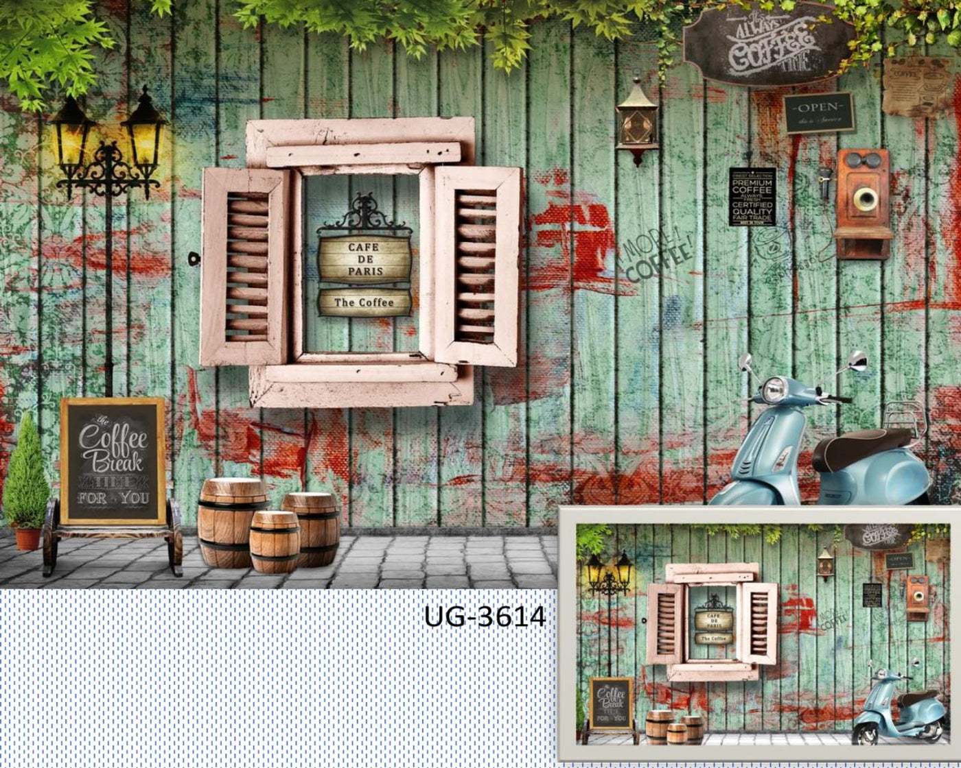 Window Illustration Cafe Wallpaper