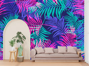 Neon Bright Leaves Customized Wallpaper