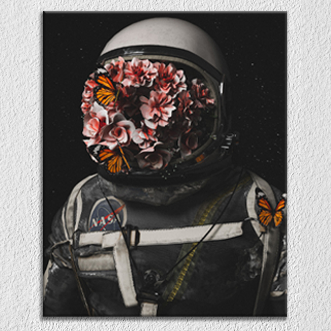 Astronaut Floral Face Art