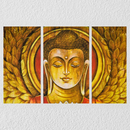Brown And Yellow Buddha, Set Of 3