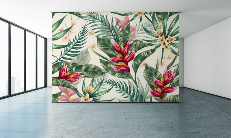 Pink Green Forest Tropical Wallpaper