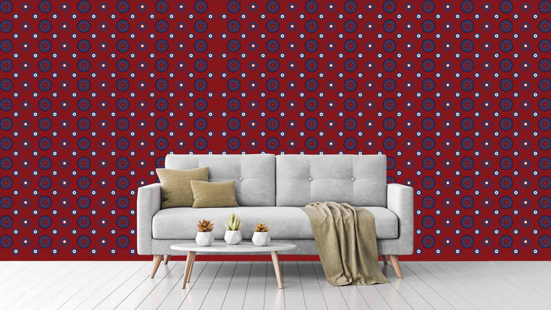 Maroon Blue Pattern Wallpaper