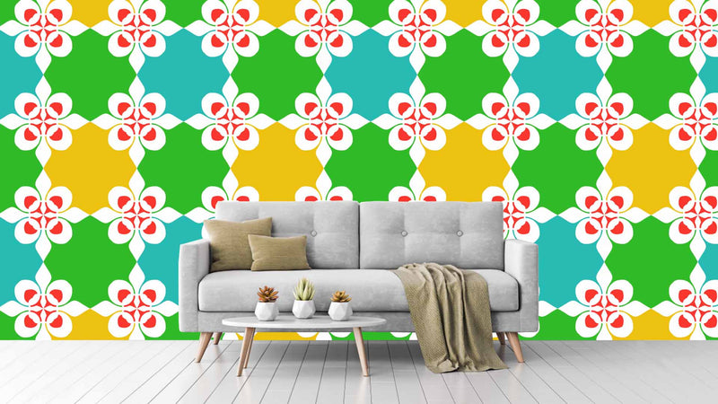 Simple Pattern Yellow Green Blue Wallpaper