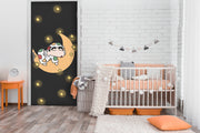Shinchan Sleeping on Moon Anime Self Adhesive Sticker For Door