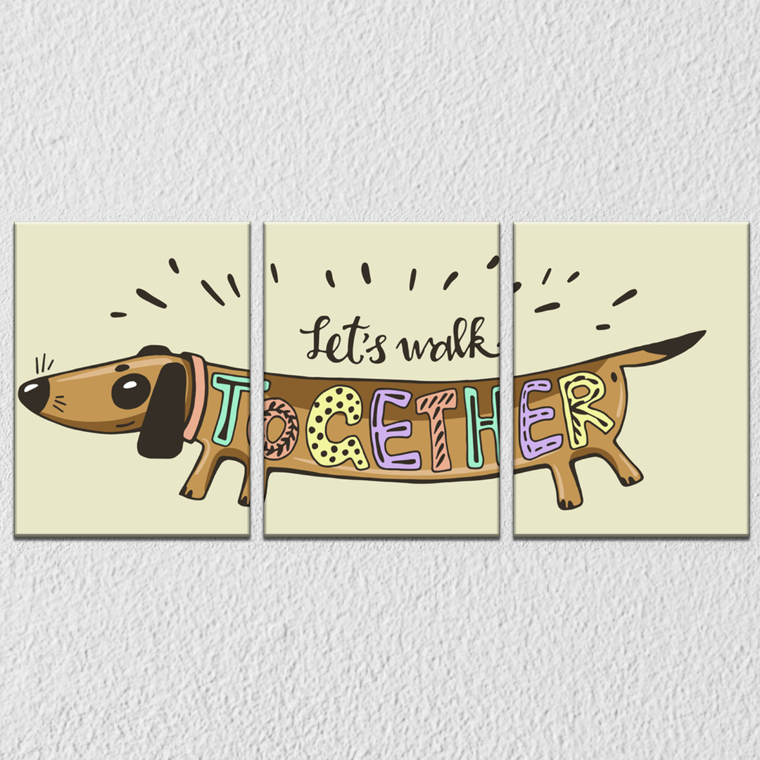 Dog Lets Walk Together Wall Art, Set Of 3