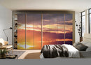 Sunset In Clouds Painting Self Adhesive Sticker For Wardrobe