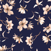White Floral In Blue Self Adhesive Sticker For Cabinet