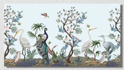 Peacock Birds Blue Landscape Art