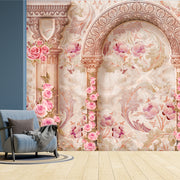 pink Chic Wall Flowers Customize Wallpaper