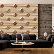 Brown Squared tiles Customised Wallpaper