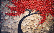 Red Beautiful Leafs Art Self Adhesive Sticker For Refrigerator