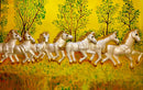 Horses In Yellow Background Self Adhesive Sticker For Wardrobe