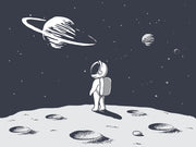 Astronout Seeing Planet Self Adhesive Sticker For Wardrobe