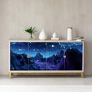 Mountain And Stars Design Self Adhesive Sticker For Cabinet