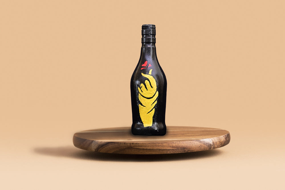 Finger Heart Bottle Art