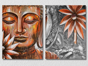 Rust Buddha With Flower, Set Of 2