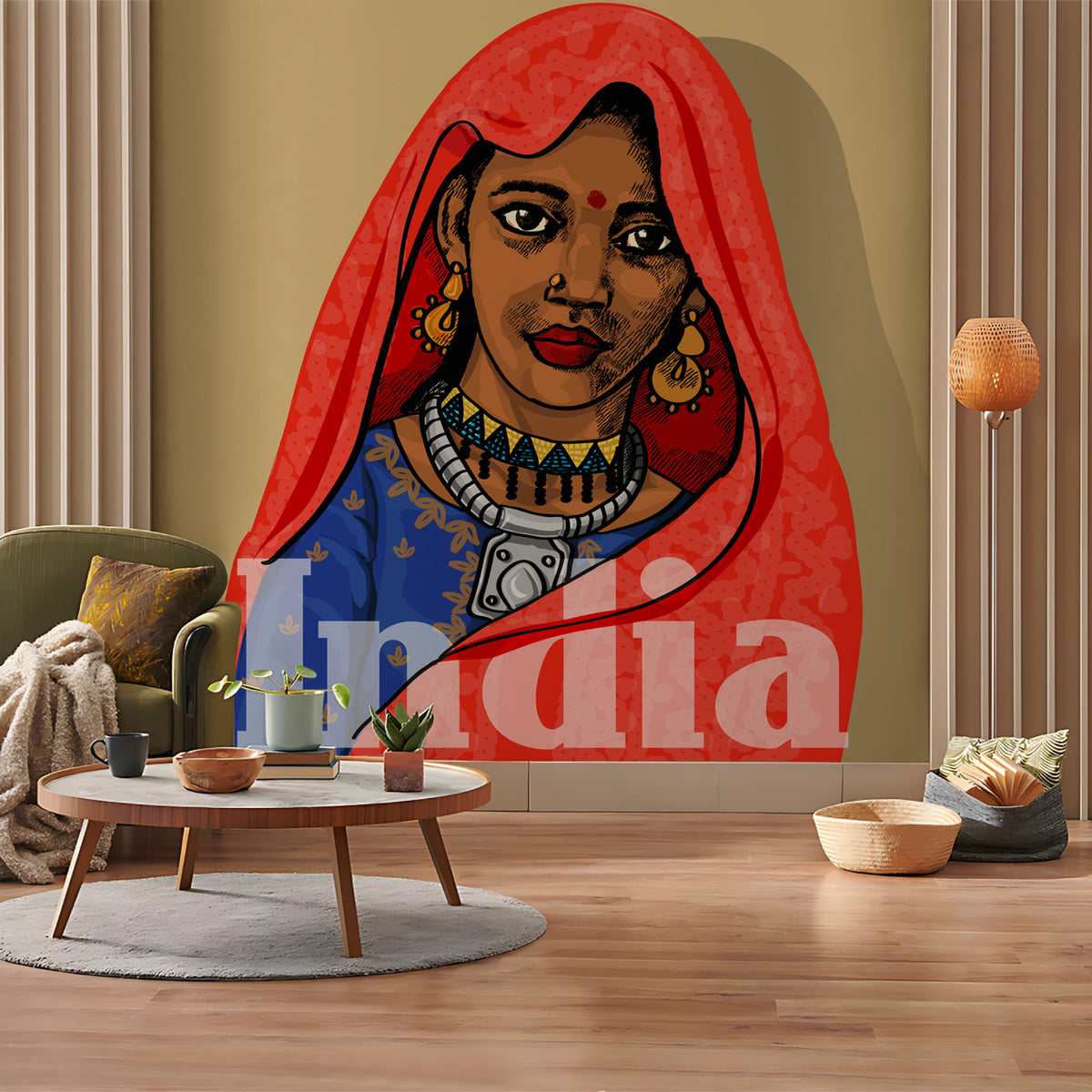 Retro Rajasthani Girl Wallpaper