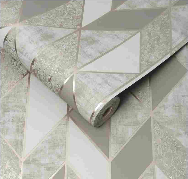 Milan Geo Rose Gold Blown Wallpaper