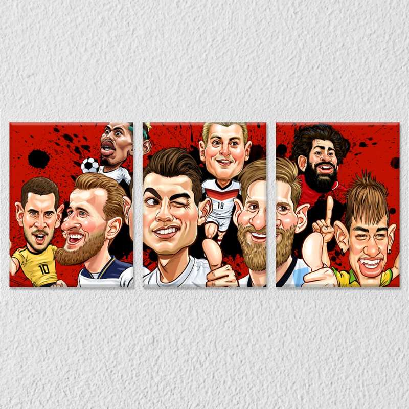 Cartoon Famous Footballers, Set Of 3