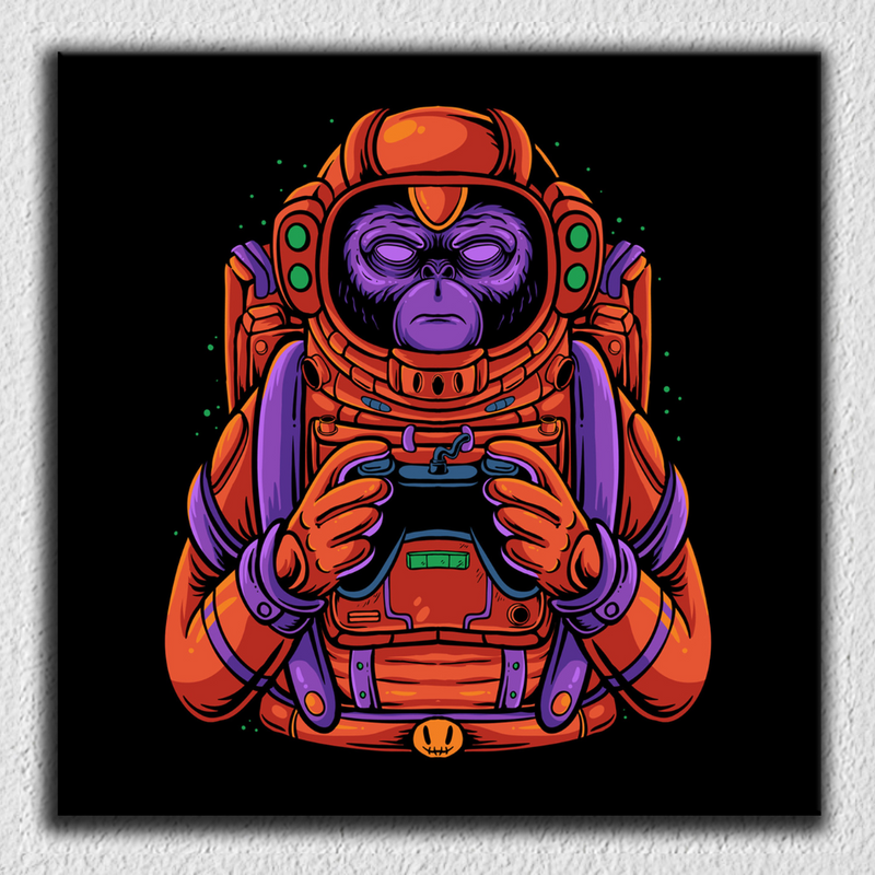 Monkey Space Orange Purple Art