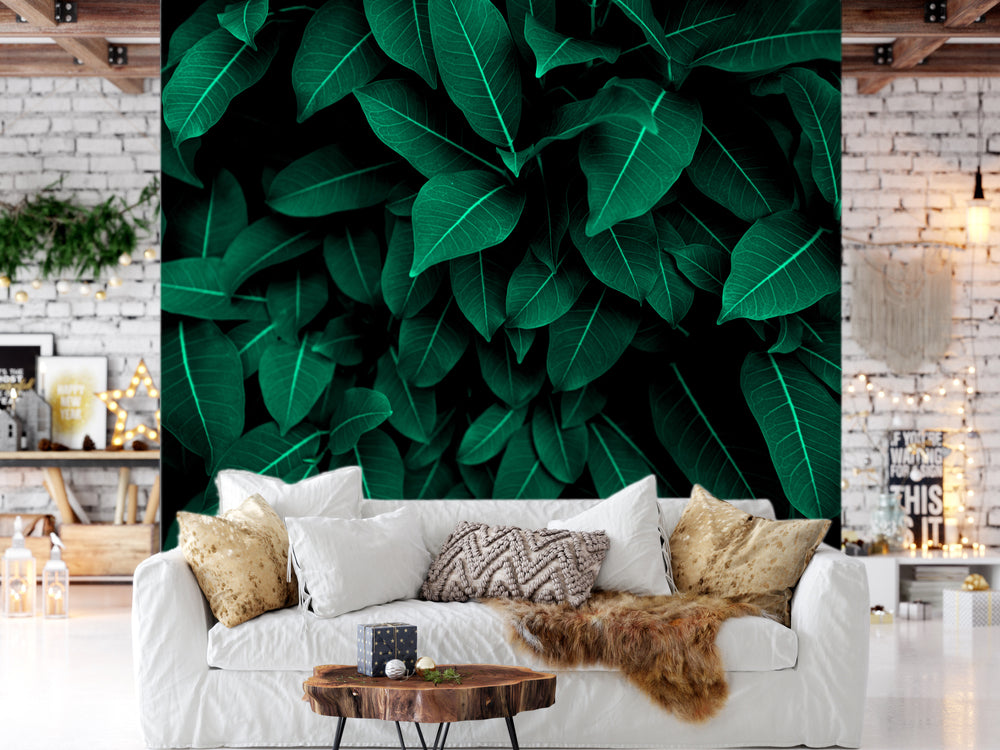 Abstract Green Leaves Customized Wallpaper